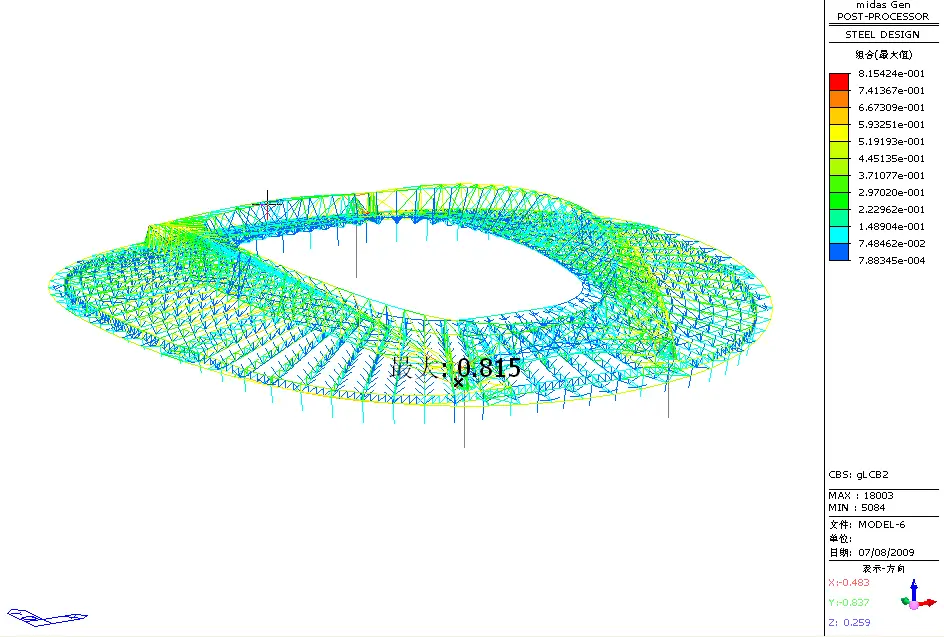 Representative structural verification output from the analysis model.